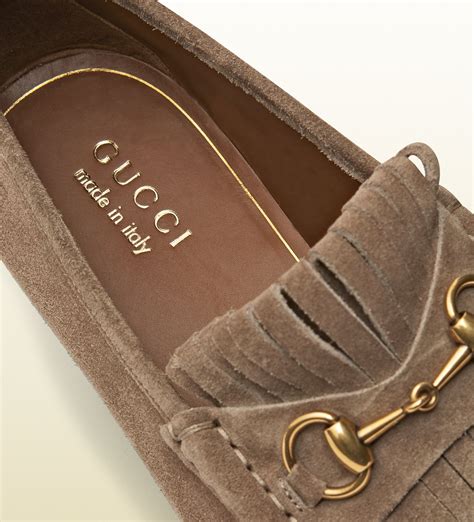 gucci loafers suede|gucci fringe loafer.